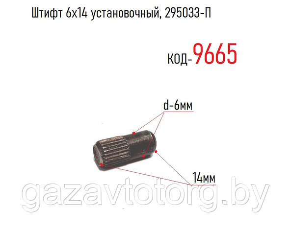 Штифт 6х14 картера рычага КПП, ГАЗ-3308, 3309, 33104 дв. 245 (ГАЗ), 295033-П, фото 2