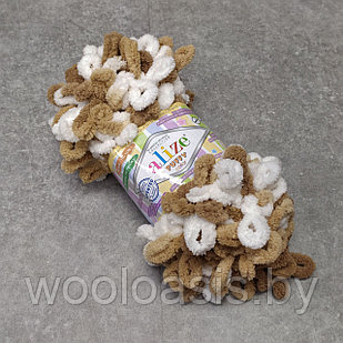 Пряжа Alize Puffy Color, Ализе Пуффи Колор, турецкая, плюшевая, 100% микрополиэстер, для ручного вязания (цвет 6398)