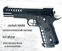 Пистолет пневматический AirSoft M688 металлический затвор на пульках 6мм