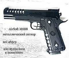 Пистолет пневматический  AirSoft M688 металлический затвор  на пульках 6мм
