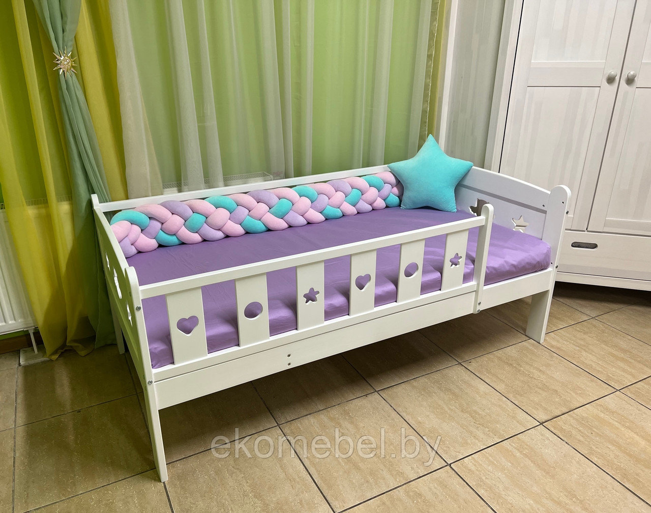 Кровать с бортиком "СОВА" (80х160 см) Массив березы+МДФ