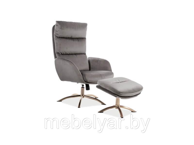 Комплект SIGNAL MONROE VELVET BLUVEL 14 (кресло+подставка для ног) серый - фото 1 - id-p179213676