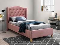 Кровать SIGNAL ASPEN VELVET BLUVEL 52 античный розовый/дуб 90/200