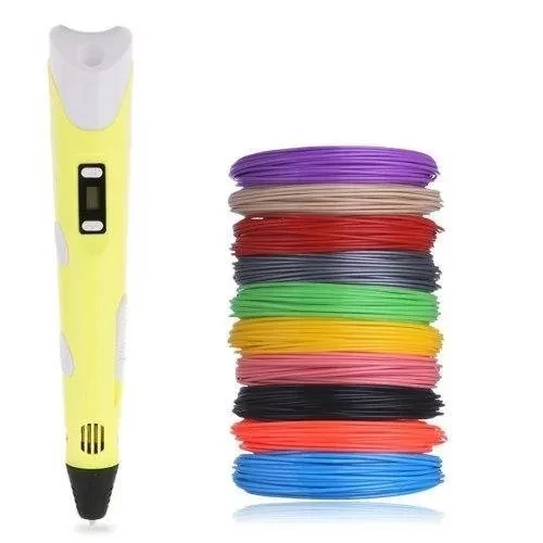 3Д ручка 3D Pen 5 c LCD дисплеем, трафаретами и игрушкой "LOL" (жёлтый) - фото 3 - id-p143610645