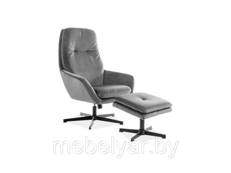 Комплект SIGNAL FORD VELVET BLUVEL 14 (кресло+подставка для ног) серый - фото 1 - id-p179221675