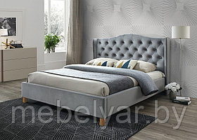 Кровать SIGNAL ASPEN VELVET BLUVEL 14 серый/дуб, 160/200