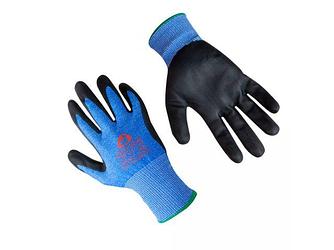 Перчатки с защитой от порезов 5 кл., р-р 8/M, (нитрил. покрыт.) синие, JetaSafety (перчатки стекольщика,
