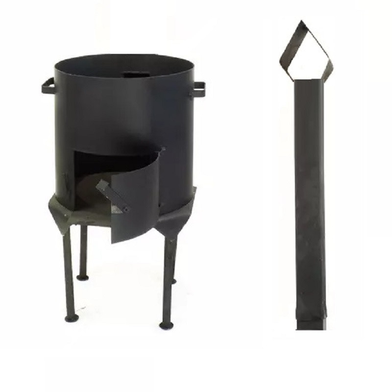 Печь с дымоходом на съемных ножках усиленная 3 мм толщина, на 8 - 10 литров - фото 2 - id-p179282034