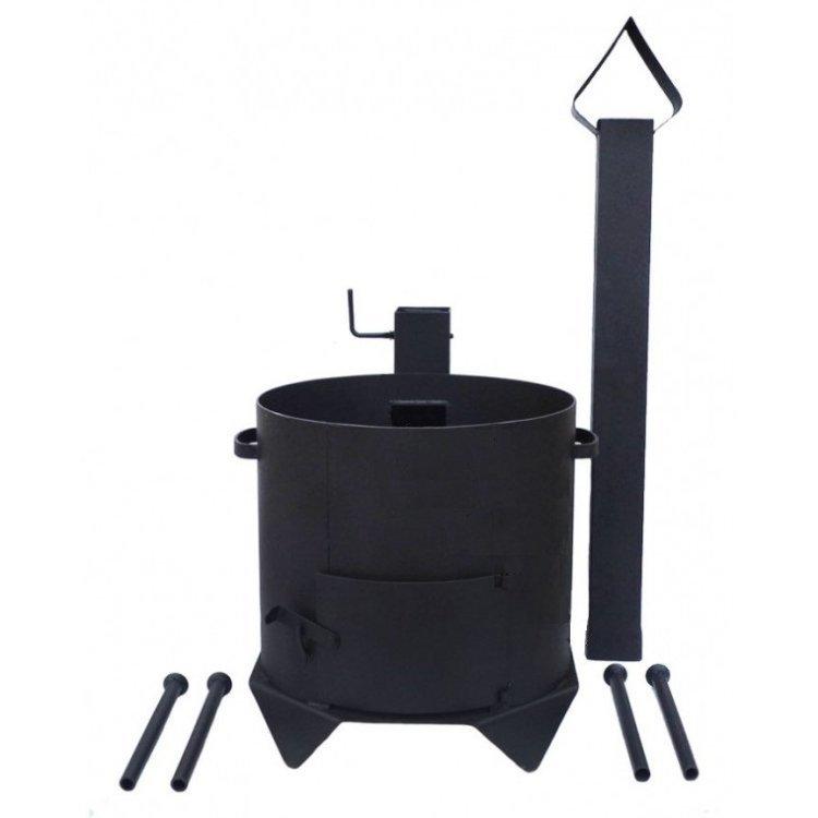 Печь с дымоходом на съемных ножках усиленная 3 мм толщина, на 8 - 10 литров - фото 1 - id-p179282034