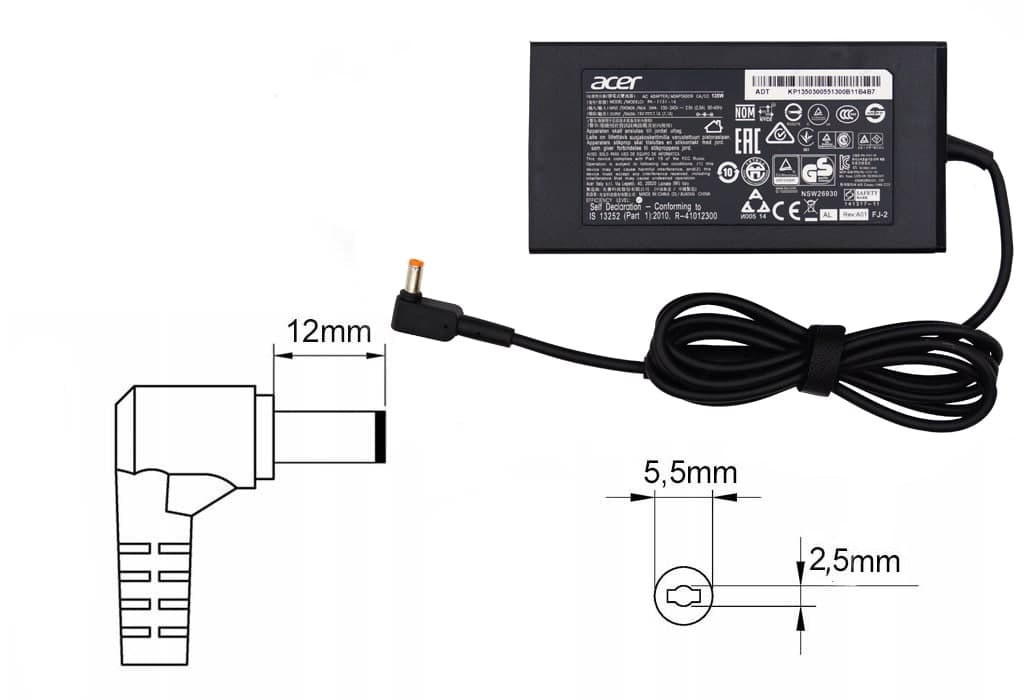 Оригинальная зарядка (блок питания) для ноутбука Acer ADP-135KB, ADP-135FB B, 135W, Slim, штекер 5.5x2.5 мм