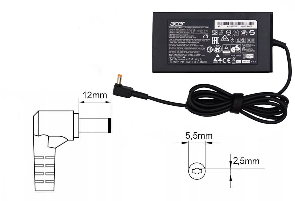 Оригинальная зарядка (блок питания) для ноутбука Acer ADP-135KB, ADP-135FB B, 135W, Slim, штекер 5.5x2.5 мм - фото 1 - id-p170091385