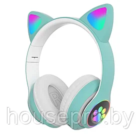 Беспроводные наушники со светящимися ушками CAT EAR Зеленый