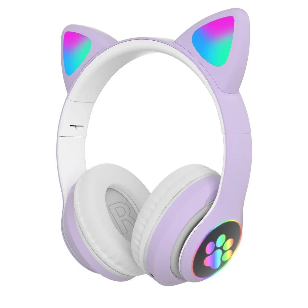Беспроводные наушники со светящимися ушками CAT EAR Фиолетовый