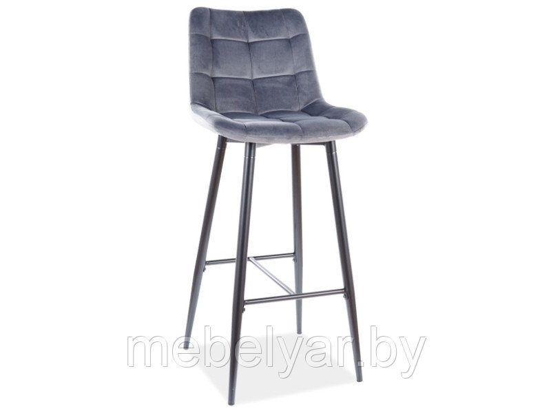 Стул барный SIGNAL CHIC H-1 VELVET Bluvel 14 серый/черный