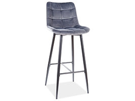 Стул барный SIGNAL CHIC H-1 VELVET Bluvel 14 серый/черный