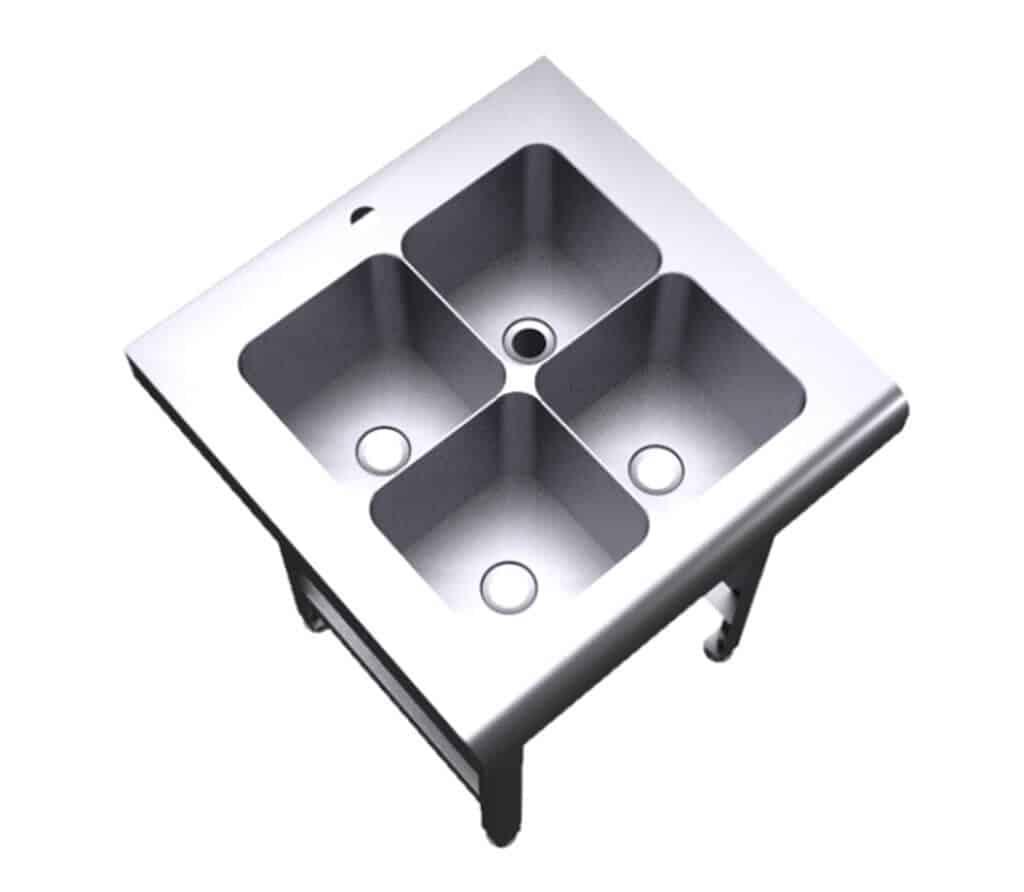 Ванна моечная 4-х секционная для санитарной обработки яиц антивандальная 600х600х800 7-005.1
