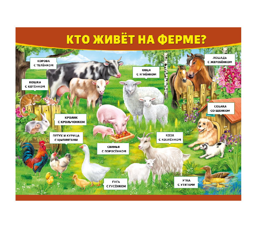 Стенд для детского сада "Кто живет на ферме?"