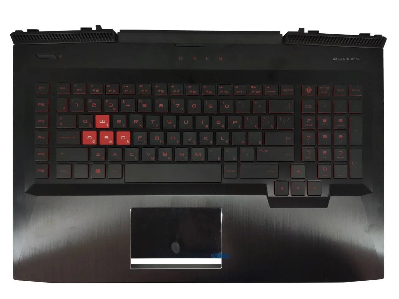 Верхняя часть корпуса (Palmrest) HP Omen 17-AN с клавиатурой, с подсветкой и тачпадом, черный, RU