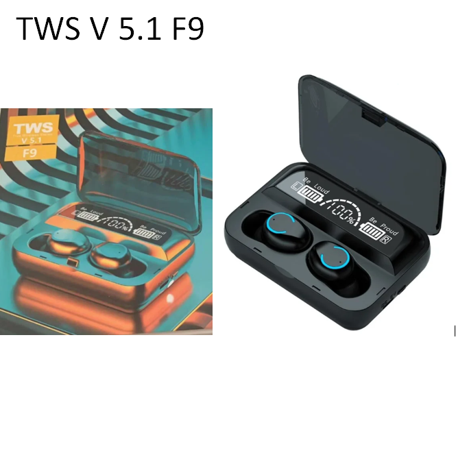 Беспроводные Bluetooth наушники с микрофоном и внешним аккумулятором TWS V 5.1 F9