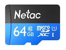 Карта памяти MicroSDXC 64GB Class 10 UHS-I(U1) 90MB/s (без адаптера) Netac P500 Standard