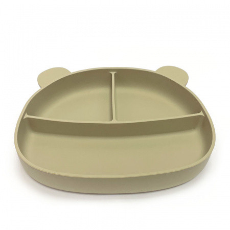 Тарелка секц Мишка Sage Green