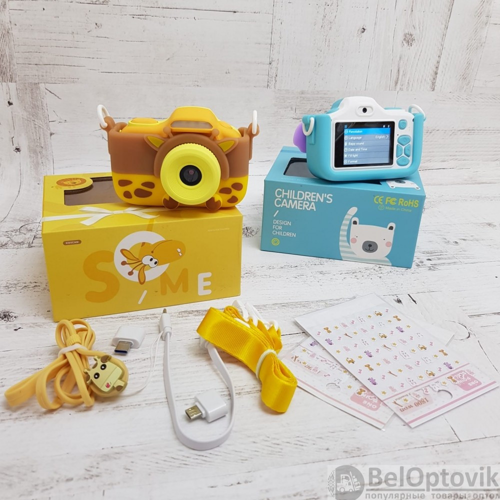 Детский цифровой фотоаппарат Kids Cam 32 Gb Селфи камера Жирафик - фото 9 - id-p129369182