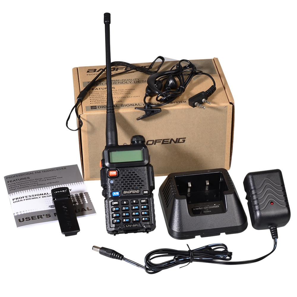 Рация Baofeng UV-5R черная профессиональная портативная мобильная радиостанция для охоты рыбалки туризма