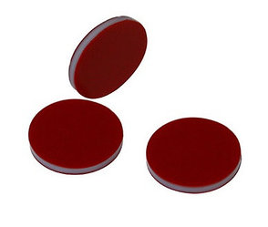 Септа для винтовых крышек 9 мм, красный ПТФЭ / белый силикон / красный ПТФЭ, толщина 1 мм, (уп. – 100 шт.)