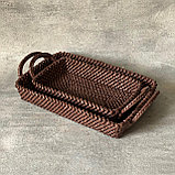 Корзинка-поднос плетёная Dark chocolate большой, фото 2