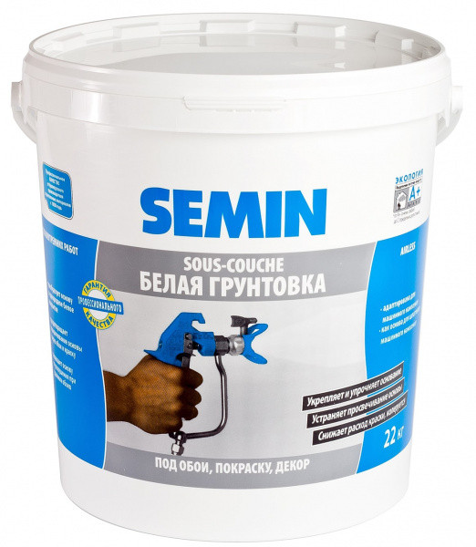 Грунт-краска SEMIN SOUS-COUCHE AIRLESS (Белая крышка) РФ, 22 кг