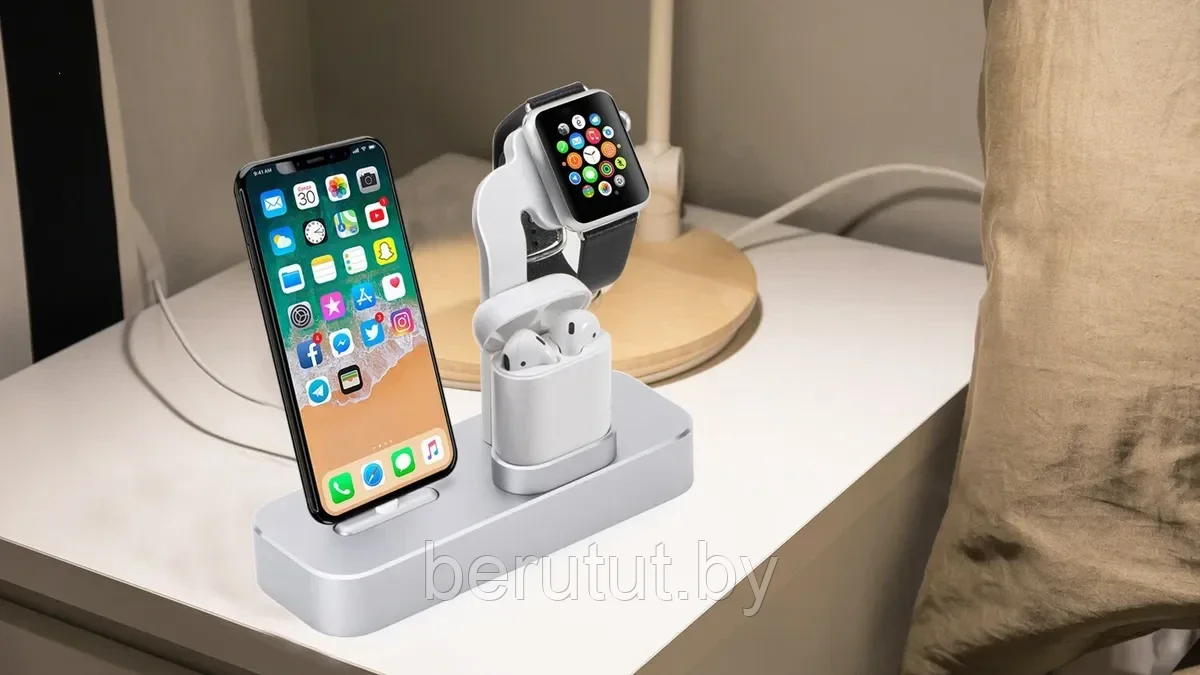 Беспроводная зарядка 3 в 1 Multifunction Charging Stand (iPhone+Apple Watch+AirPods) - фото 6 - id-p179434634