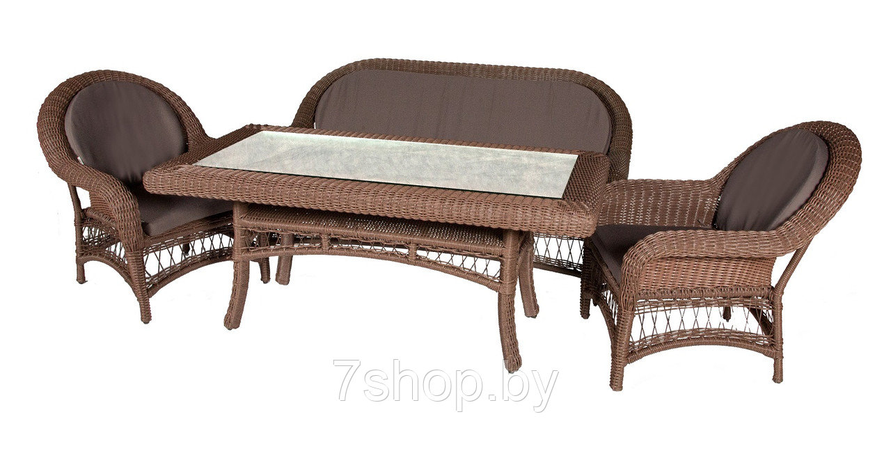 Комплект садовой мебели CHELSEA с прямоугольным столом, 2-х местный диван, шоколад - фото 1 - id-p179438872