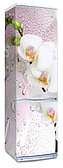 Наклейка на холодильник с орхидеей белой на лиловом фоне