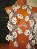 Шарф женский вязаный крючком из цветочков, фото 5