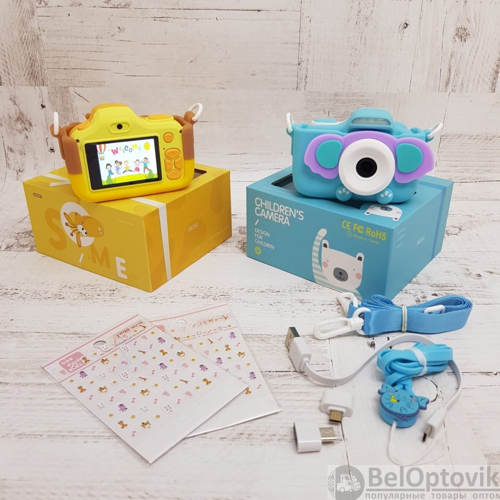 Детский цифровой фотоаппарат Kids Cam 32 Gb Селфи камера Жирафик - фото 10 - id-p133809312