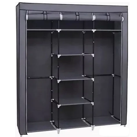 Складной шкаф Storage Wardrobe mod.88130 130 х 45 х 175 см. Трехсекционный (Серый) - фото 3 - id-p119274199