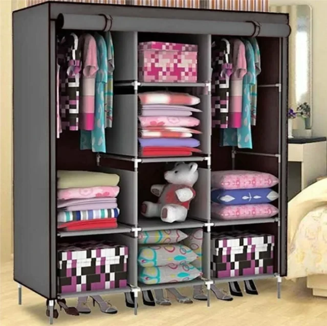 Складной шкаф Storage Wardrobe mod.88130 130 х 45 х 175 см. Трехсекционный (Серый) - фото 4 - id-p119274199