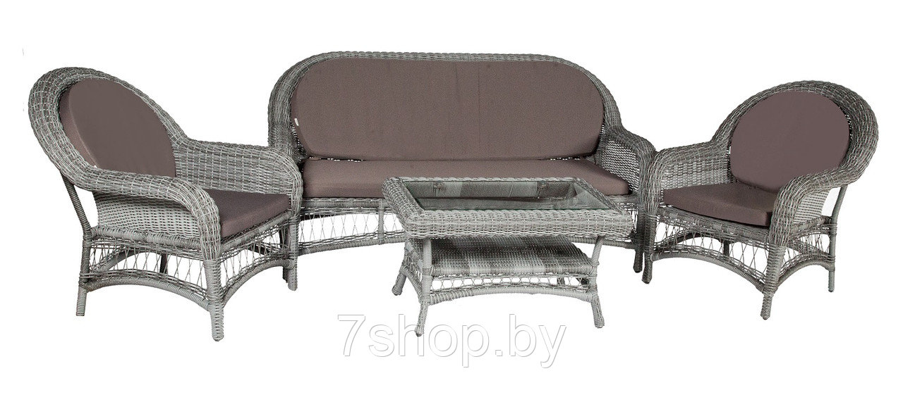 Комплект садовой мебели CHELSEA кофейный с 2-х местным диваном, серый