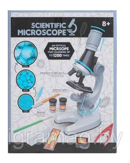 Микроскоп детский с аксессуарами 100/400/1200 с подсветкой - фото 10 - id-p115790505