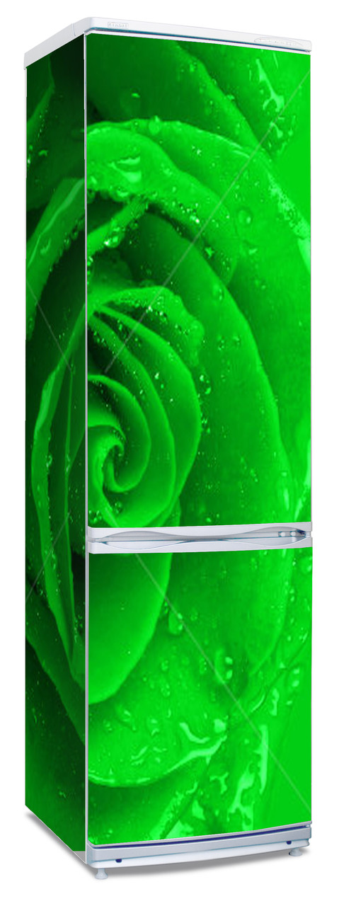 Наклейка на холодильник с цветком зеленой розы