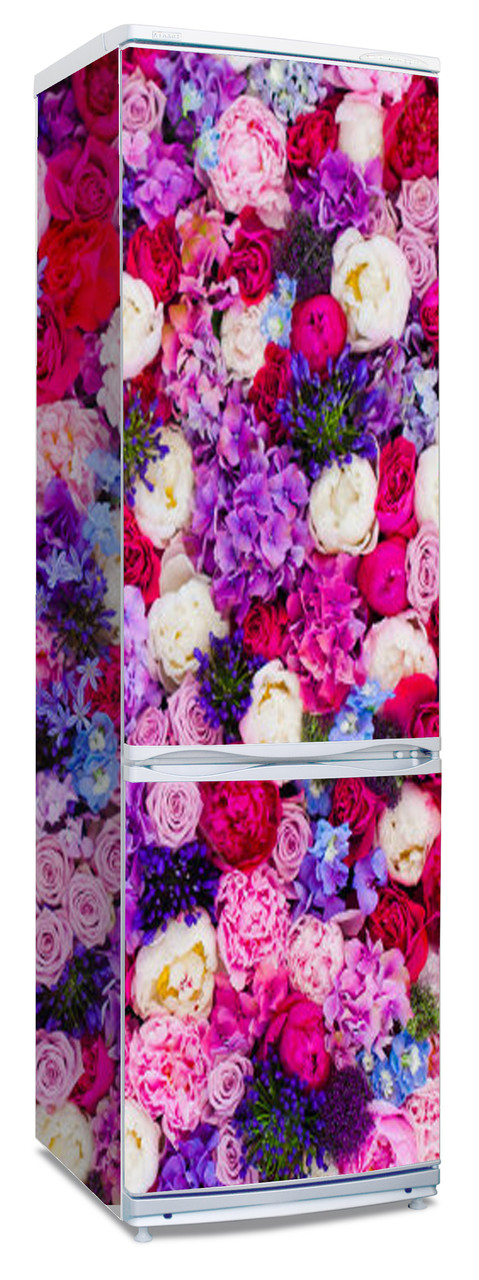 Наклейка на холодильник с разноцветными розами