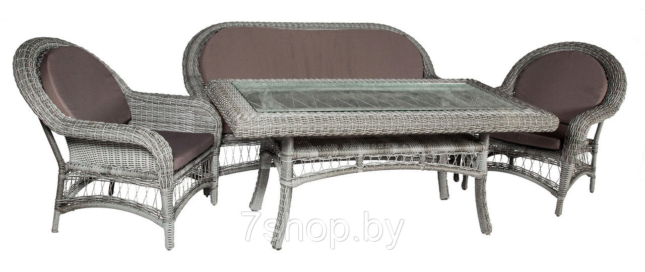 Комплект садовой мебели CHELSEA с прямоугольным столом, 2-х местный диван, серый