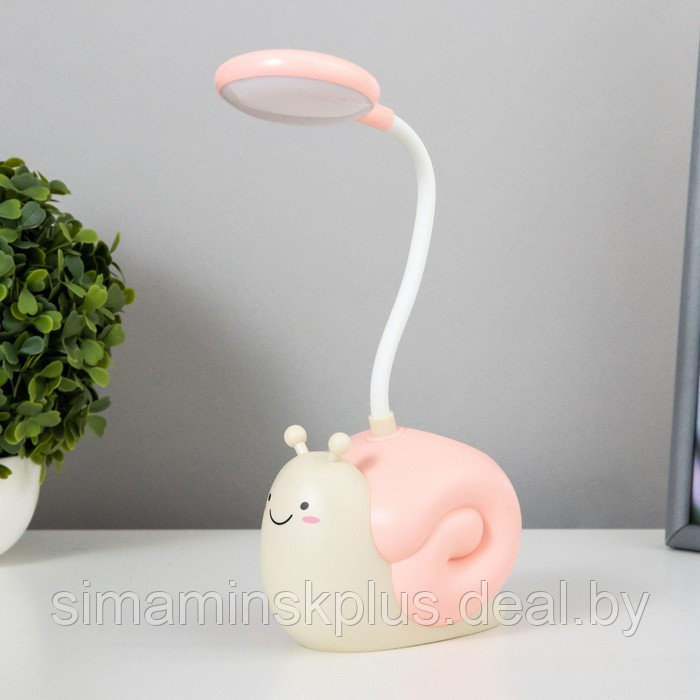 Настольная лампа "Улитка" LED 3Вт USB АКБ розовый 9х13х29 см - фото 1 - id-p179489576
