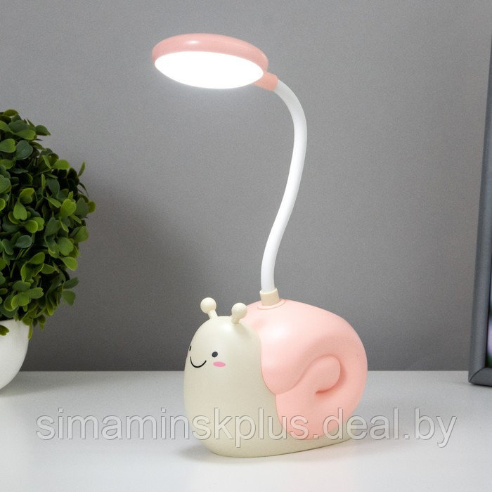 Настольная лампа "Улитка" LED 3Вт USB АКБ розовый 9х13х29 см - фото 2 - id-p179489576