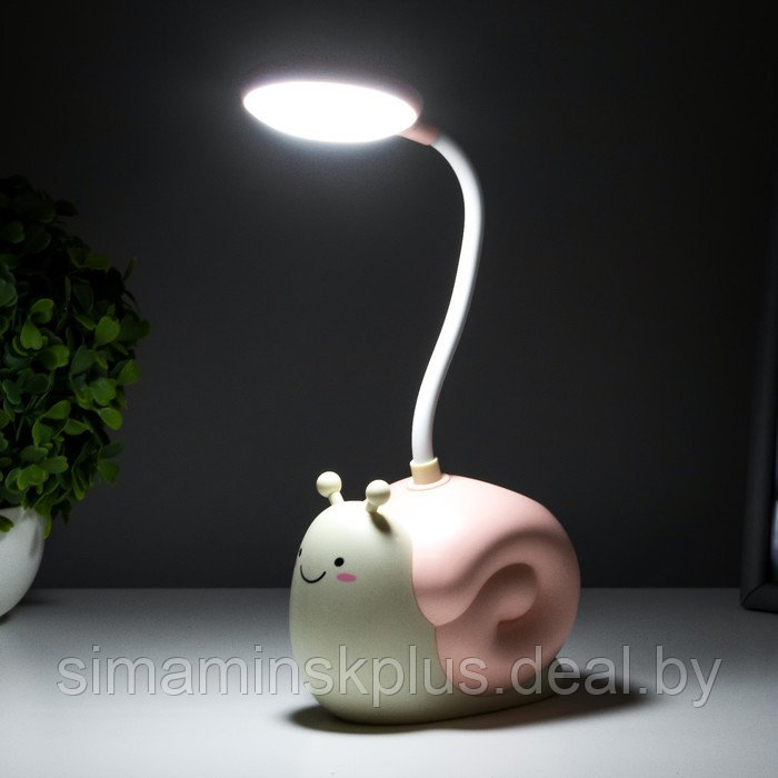 Настольная лампа "Улитка" LED 3Вт USB АКБ розовый 9х13х29 см - фото 3 - id-p179489576