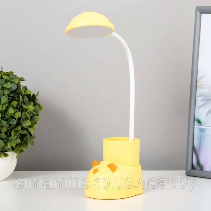 Лампа настольная "Ботинок кот" LED 3 режима 3Вт USB органайзер желтый 8х11х31 см - фото 1 - id-p179489579