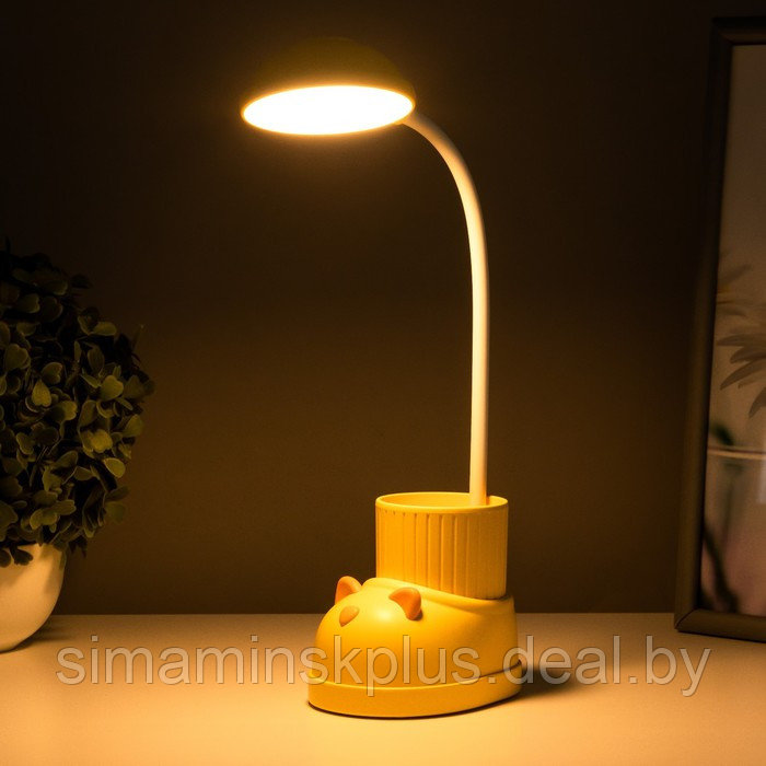 Лампа настольная "Ботинок кот" LED 3 режима 3Вт USB органайзер желтый 8х11х31 см - фото 3 - id-p179489579