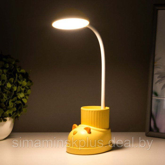 Лампа настольная "Ботинок кот" LED 3 режима 3Вт USB органайзер желтый 8х11х31 см - фото 5 - id-p179489579