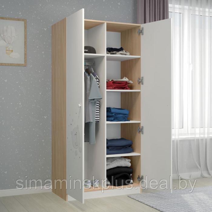 Шкаф French, двухсекционный, 190х89,8х50 см, цвет белый/дуб пастельный - фото 2 - id-p179490450