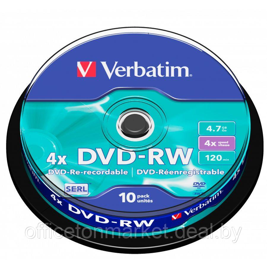 Диск Verbatim, DVD-RW, 4.7 гб, круглый бокс, 10 шт